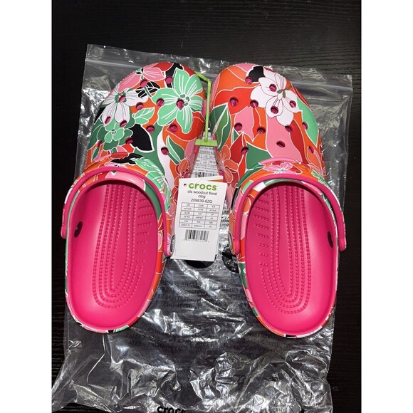 Crocs Classic Woodcut Floral Clog Dragon Fruit US Size Men 7 Women 9 Unisex - Picture 4 of 5